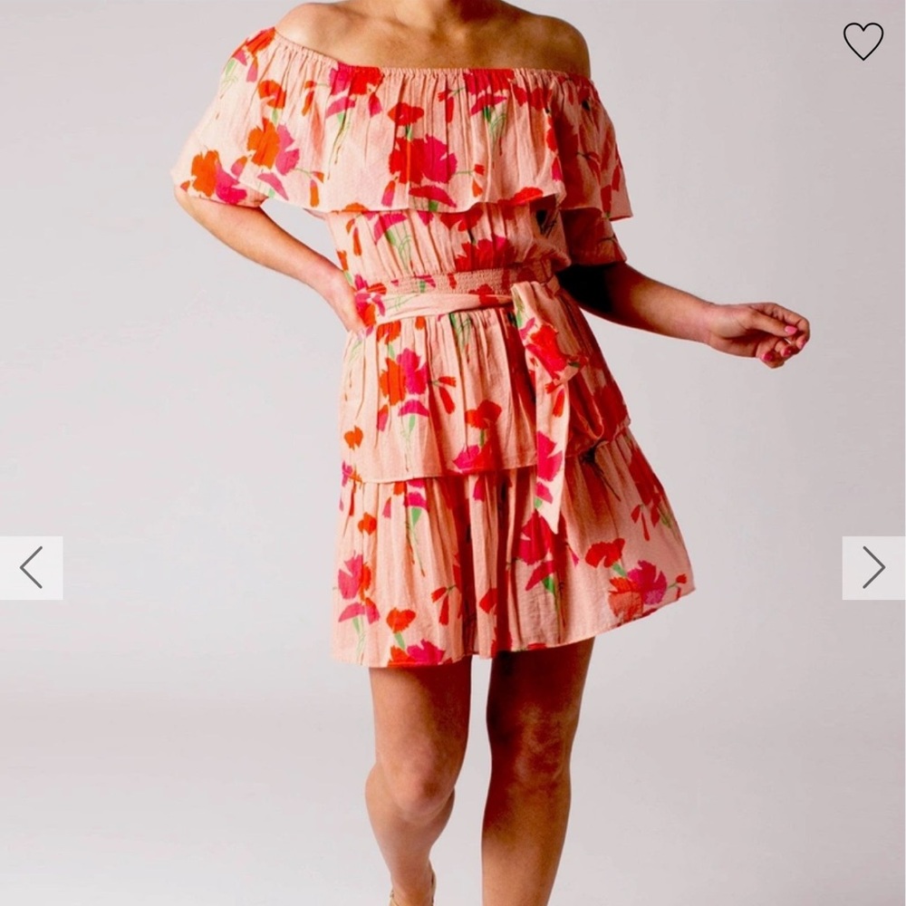 Miguelina pink floral summer dress sz small